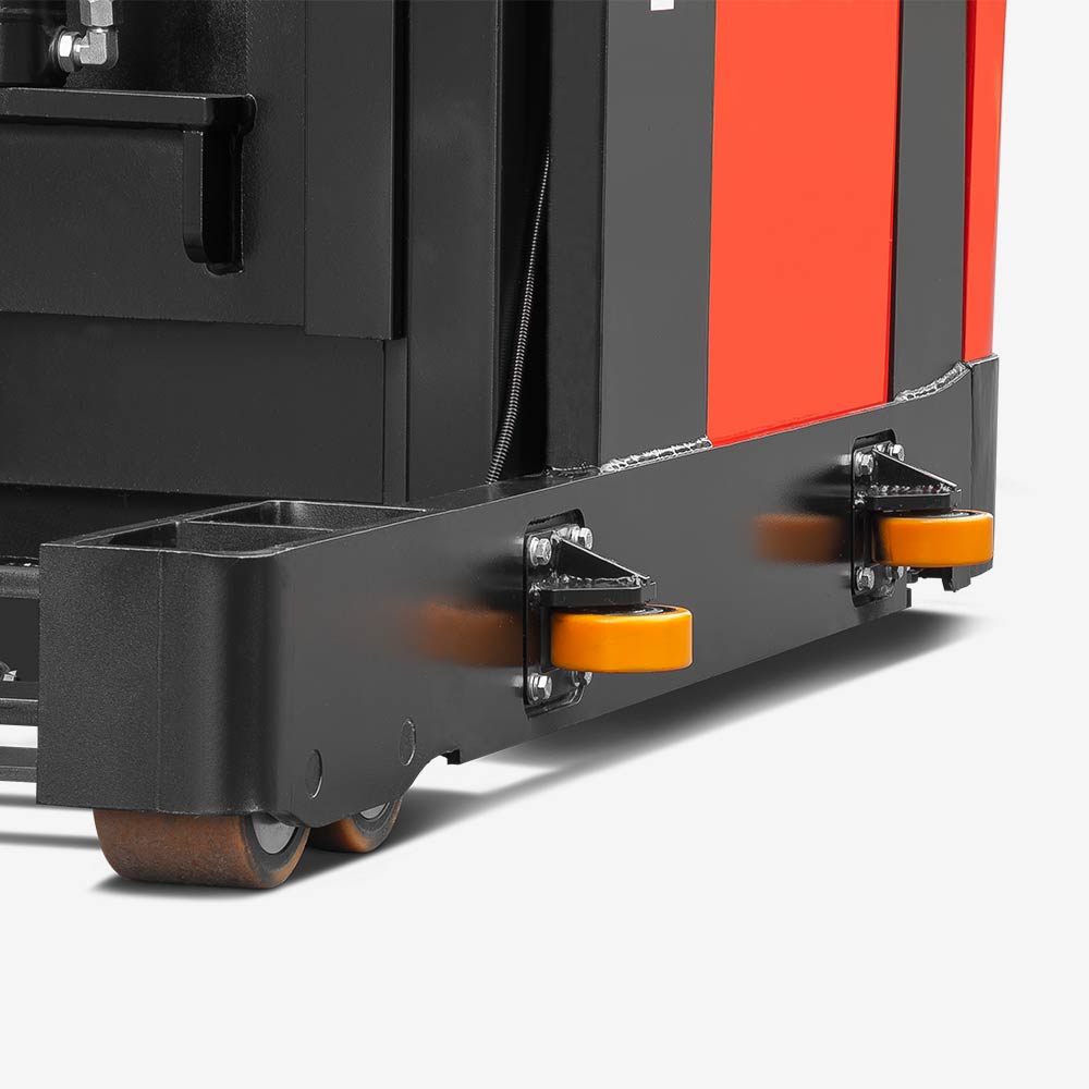 Narrow-Aisle Versatility - Optional rail guidance rollers (installed in <2hrs) enable precision VNA operation with <30mm clearance, featuring auto-centering technology for flawless alignment in ultra-narrow aisles.