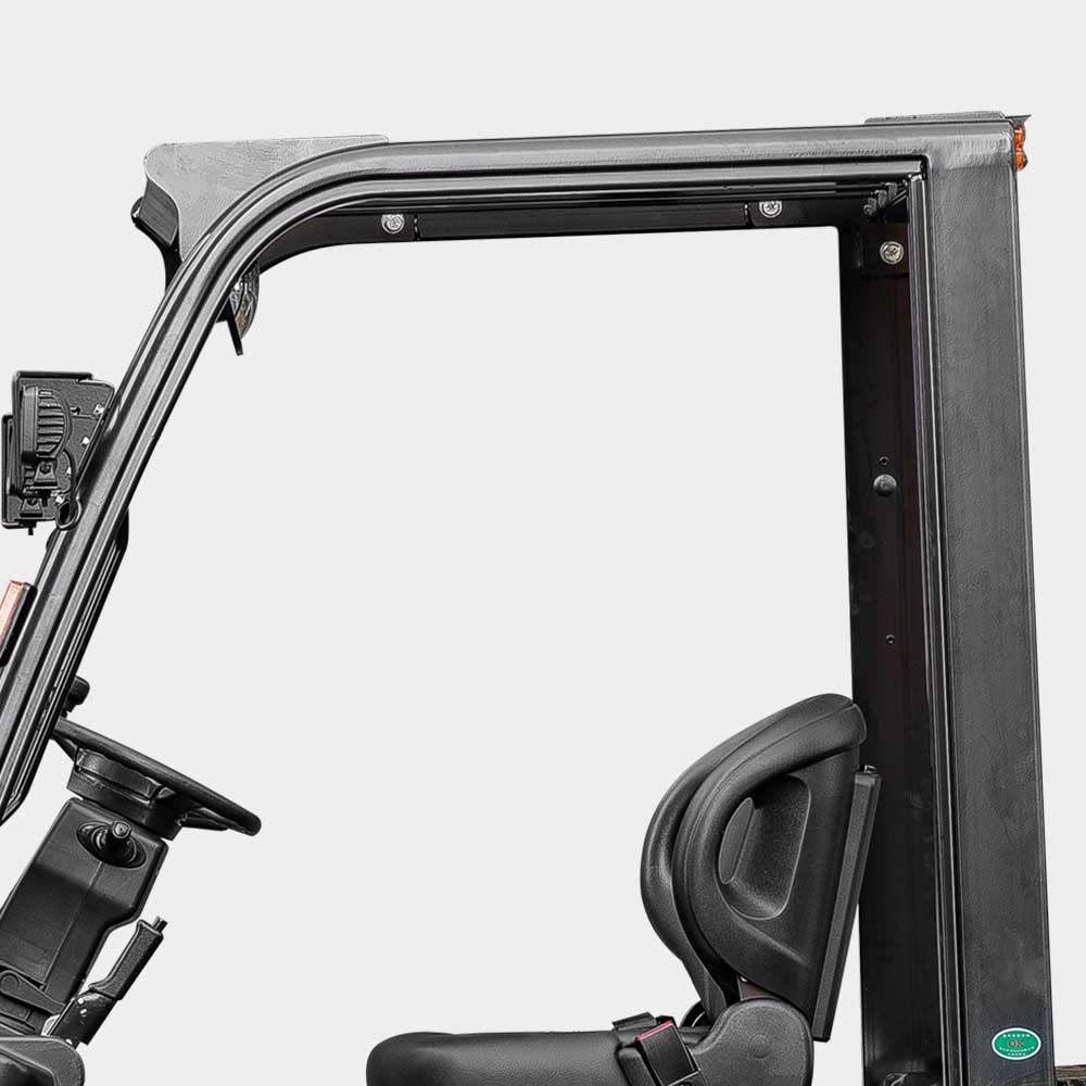 Comfort & Visibility - With lithium battery advantages, this ergonomic forklift offers a wide view and spacious cabin. The optional electronic handbrake adds driving comfort, while the color-screen display provides clear, intuitive graphics for easy operation.