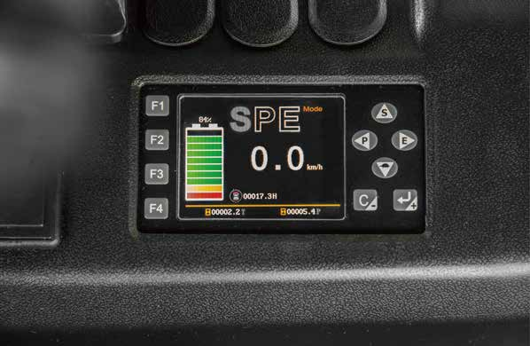 Comfort - Ergonomically designed, the extended wheelbase offers increased legroom for enhanced operator comfort. The steering wheel diameter has been reduced to 300mm for easier handling, and the seat can be adjusted forward and backward, allowing operators to find their optimal driving position.