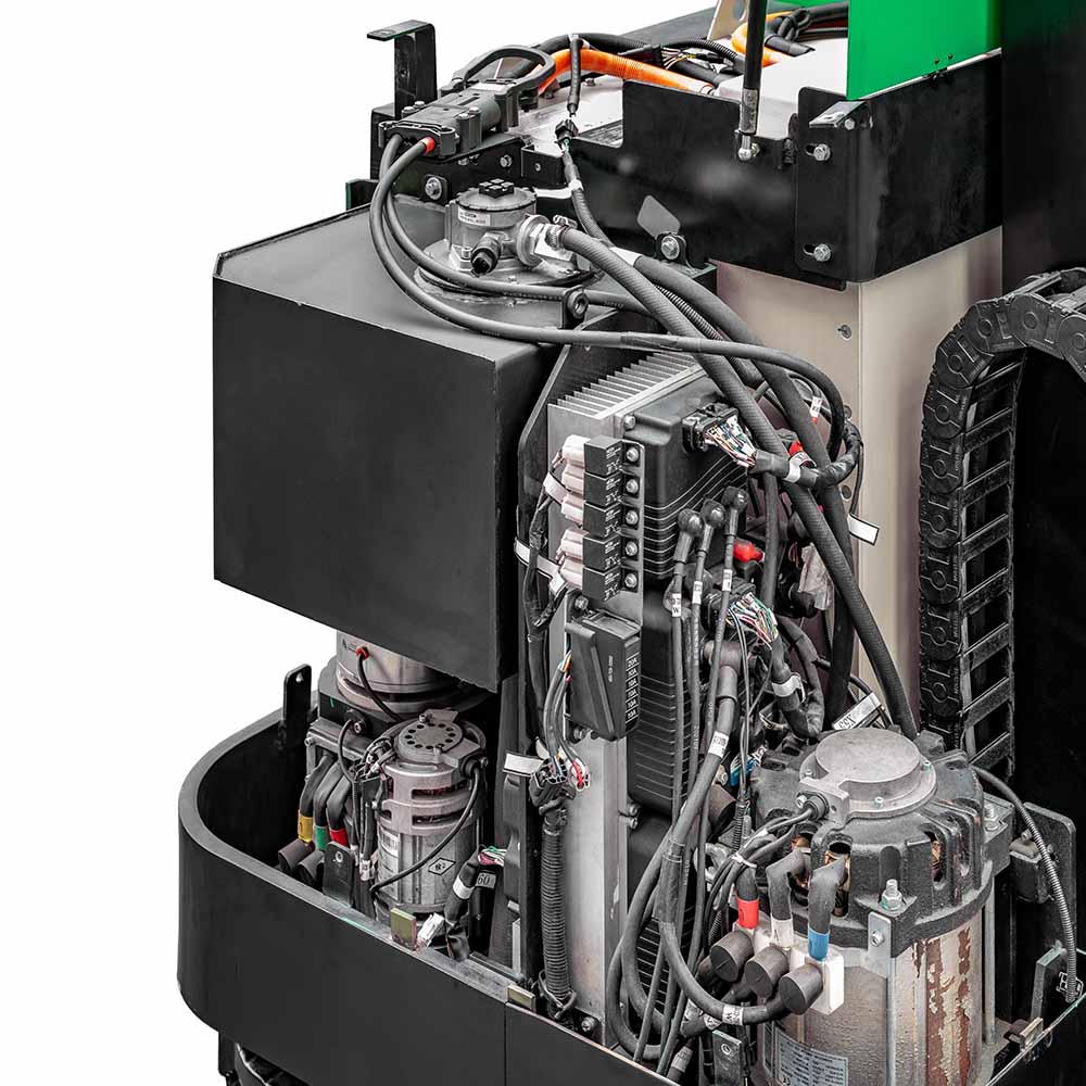 Highly integrated electronic control components are centrally located for improved reliability, simplified diagnostics, and easier servicing.